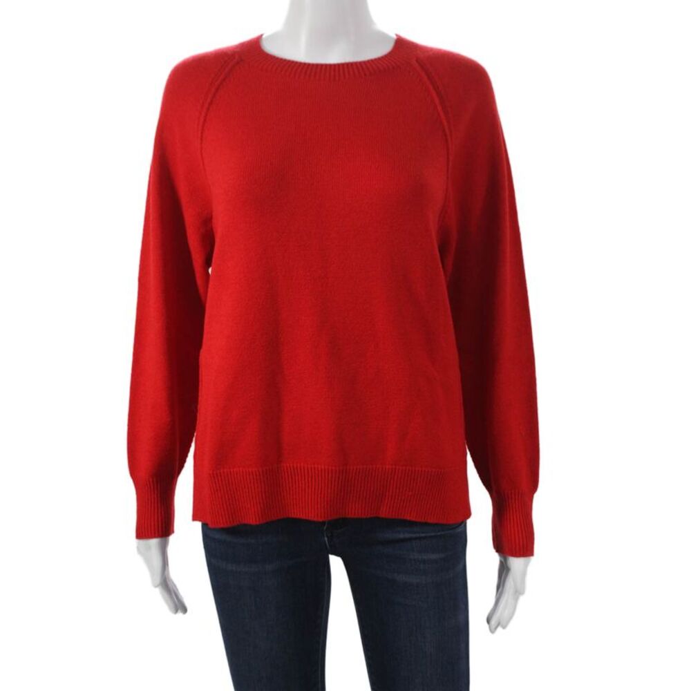 Renuar Womens Crew Neck Pullover Sweater Red Long Sleeve Petite Size XS